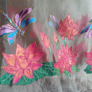 Custom Hand Painted Festive Organza Dupatta, Organza Scarf