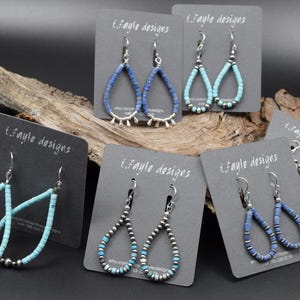 Teardrop Genuine Turquoise and Sterling Silver Navajo Pearl Earrings