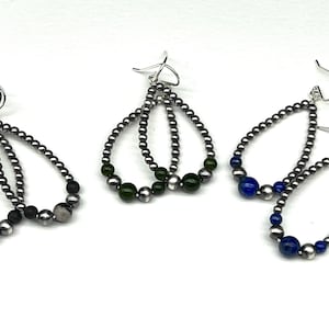 Handmade Sterling Silver Navajo Pearl Earrings | Teardrop Shape | 09042022-081