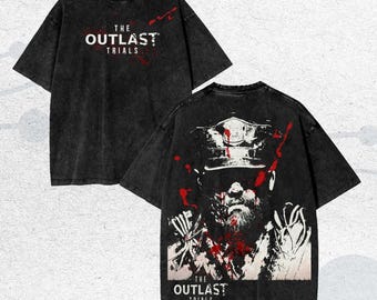 Camiseta lavada con gráfico de juego de terror vintage, regalo para gamers