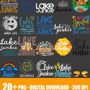 Lake Junkie Png, Retro Lake Life Png Sublimation T-Shirt Print, Dias de férias de verão no lago Png, Lake Vibes Png, Ditados engraçados de pesca Png