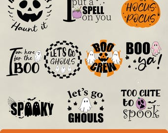 Halloween Spooky Quotes SVG Bundle | Ghost, Skeleton, Witch (Digital Download)