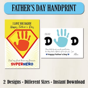 Handprint Templates for Dad, Daddy Handprint Art, Father&#39;s Day Handprint Crafts, Father&#39;s Day Activity for Kids, Handprint Craft for Daycare