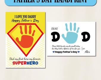Father's Day Handprint Art, Keepsake Gift (PDF Download)