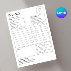 Minimalist invoice template word, Small Business invoice editable, invoice template google doc, Billing template, Invoice form, receipt