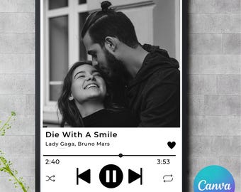 Modèle personnalisé de lecteur de musique de chanson photo Canva (téléchargement numérique)
