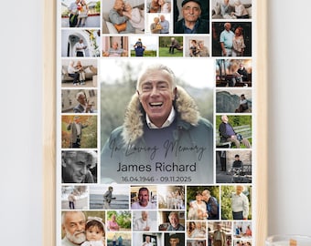 Modello di collage fotografico per funerali / Celebrazione della vita (download digitale)