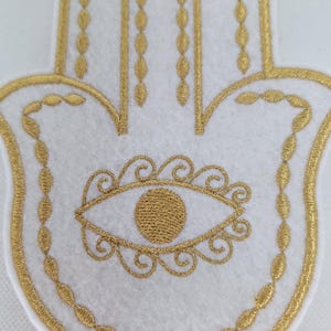 golden hamsa metallic thread embroidered iron on patch image 6