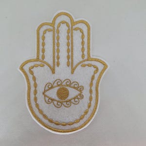 golden hamsa metallic thread embroidered iron on patch image 5