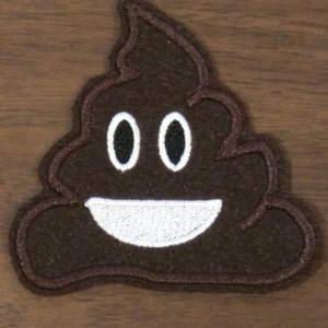 Poop emoji embroidered iron on patch
