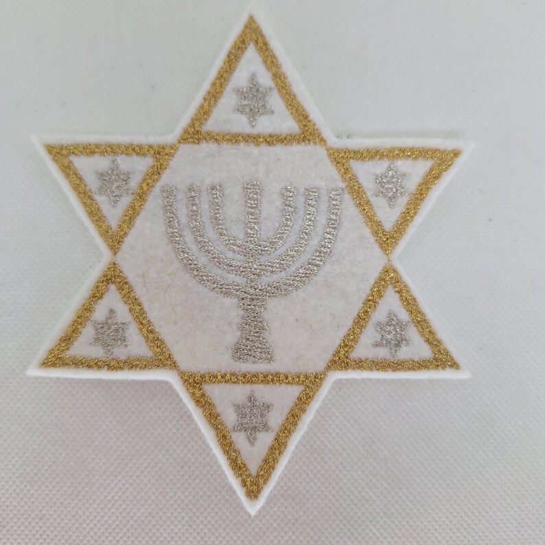 Silver and Gold Embroidered Star of David Iron on Patch Many Uses ...