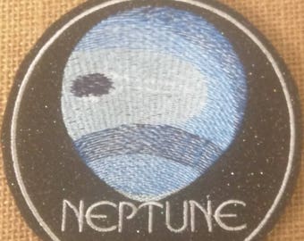4 inch planeet Neptunus geborduurde opstrijkpatch