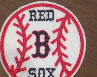 Boston themed baseball embroidered iron on patch