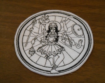 black embroidered Kali iron on patch