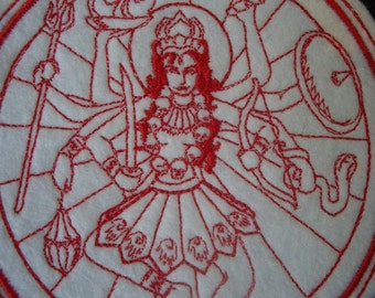 red work embroidery Kali iron on patch