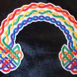 celtic knot work embroidered rainbow iron on patch