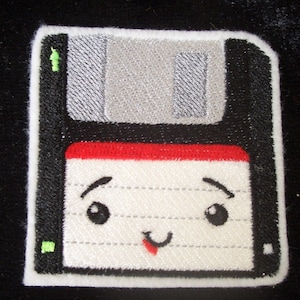 old school floppy disk embroidered iron on patch