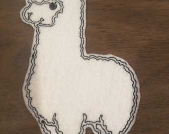 Super cute and simple llama embroidered iron on patch