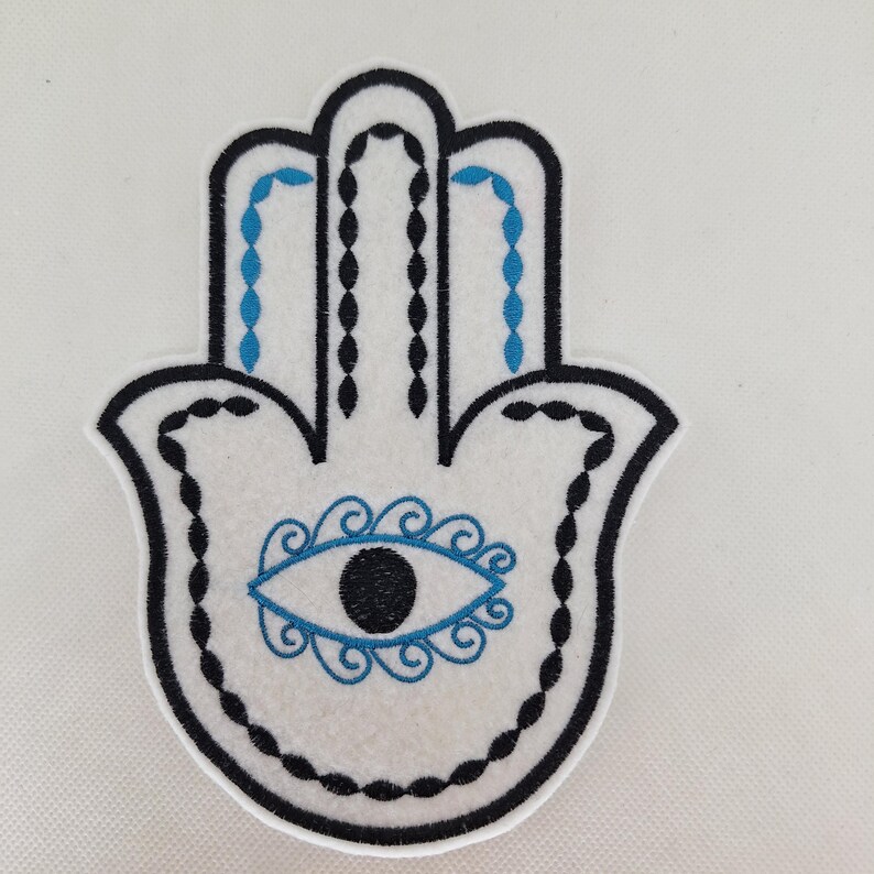 golden hamsa metallic thread embroidered iron on patch image 8