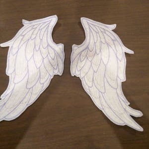 Pair of sparkly embroidered iron on wings patches