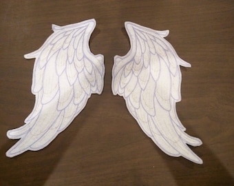 Pair of sparkly embroidered iron on wings patches