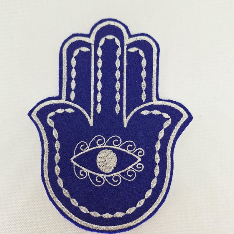 golden hamsa metallic thread embroidered iron on patch image 7