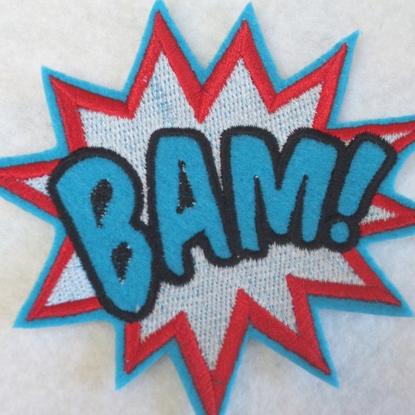 BAM super hero embroidered iron on patch