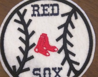 Boston themed baseball embroidered iron on patch