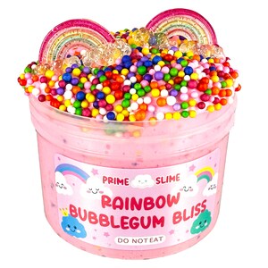 Rainbow Bubblegum Bliss Slime | Butter Slime, Bubblegum Scented, Soft Pink, ASMR Sensory Stress Relief Toy & Kawaii Charms, 8oz
