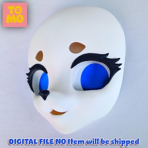 Kemono, Dog Head Base, Fursuit 3D STL print, eyelashes, Dog Canine Fursona, Decora style, Chibi Furry, Fursuit maker, Tomodachi Fursuits
