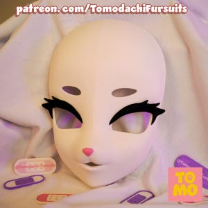 Kigurumi Cat / Feline Fursuit Head Base, Kemono, 3D printed Head Base, eyelashes, Fursona, Decora style, Fursuit maker, Tomodachi Fursuits