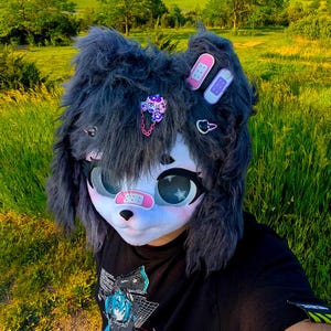 Kemono, Dog Head Base, Fursuit 3D print, eyelashes, Dog Canine Fursona, Decora style, Chibi Furry, Fursuit maker, Tomodachi Fursuits
