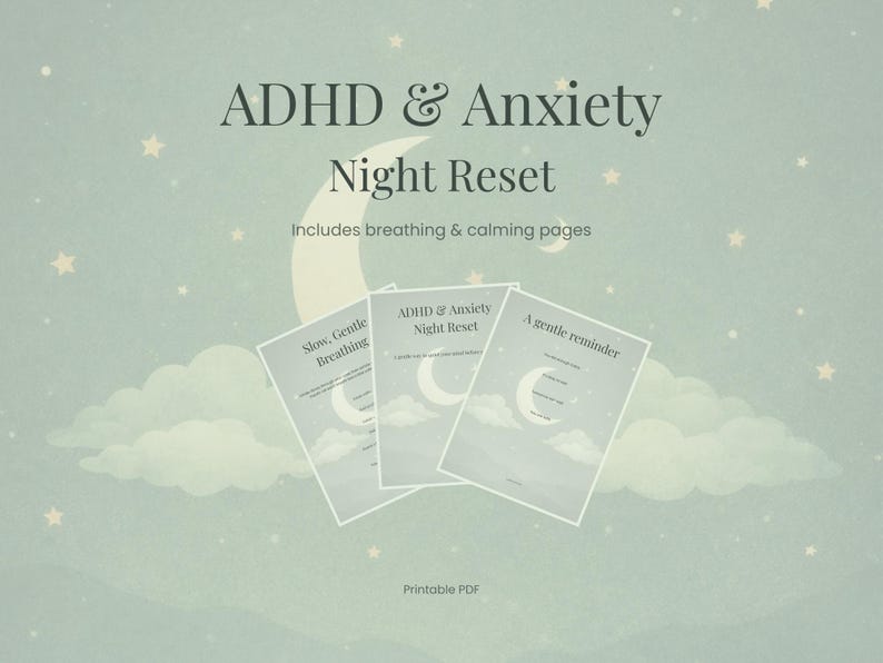 ADHD Anxiety Night Reset | Sleep Planner for Racing Thoughts | Bedtime ...