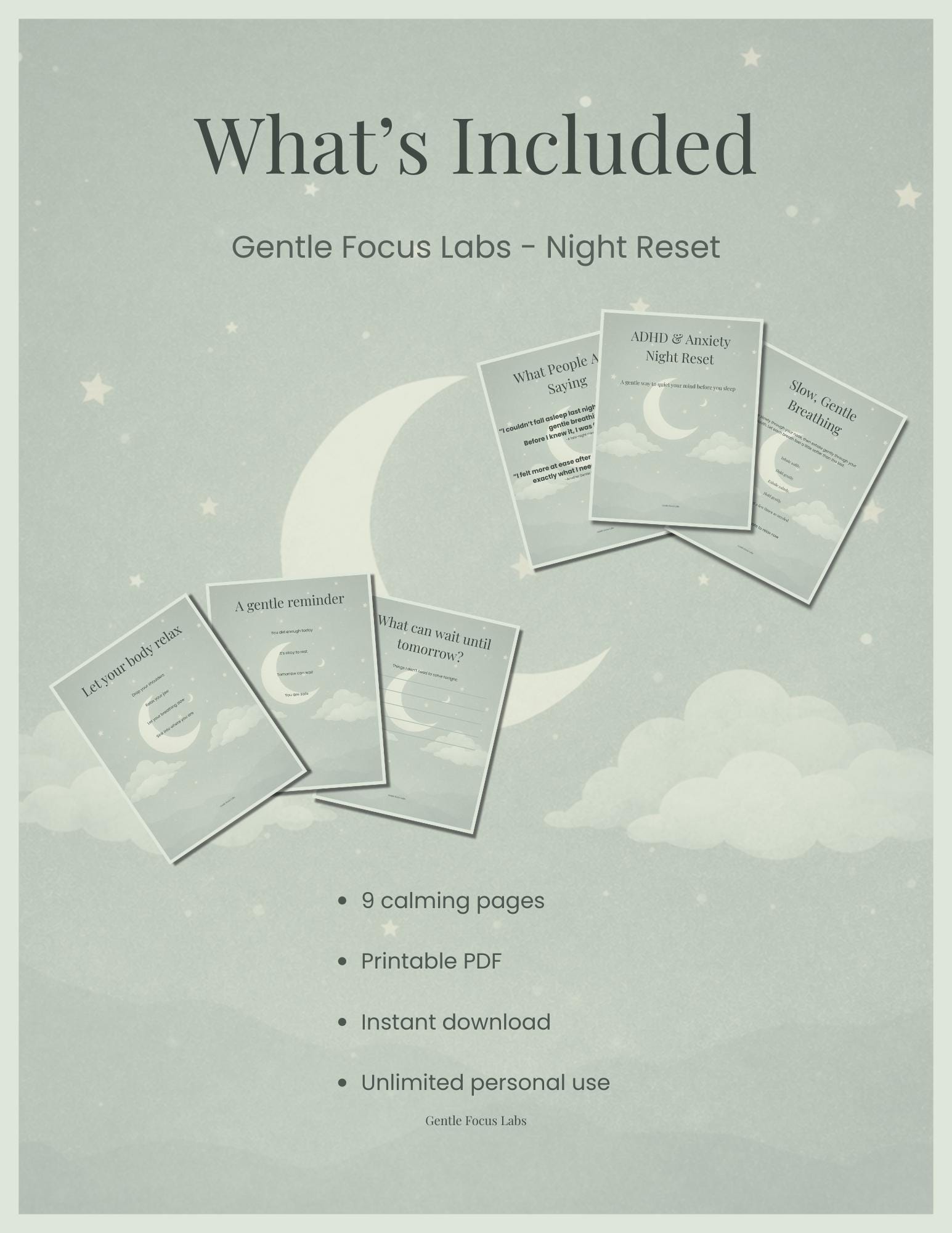 Adhd Racing Thoughts ADHD Anxiety Night Reset | Sleep Planner for Racing Thoughts | Bedtime ...