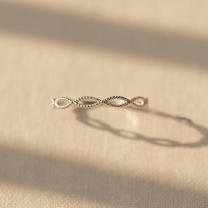 Interlocking Link ring silver , CZ Pave Necklace, oval ring , Minimalist Jewelry, Gift for Her, Layering ring  Silver