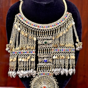 Afghanische Kuchi Bib Halskette: Boho Tribal Statement Schmuck