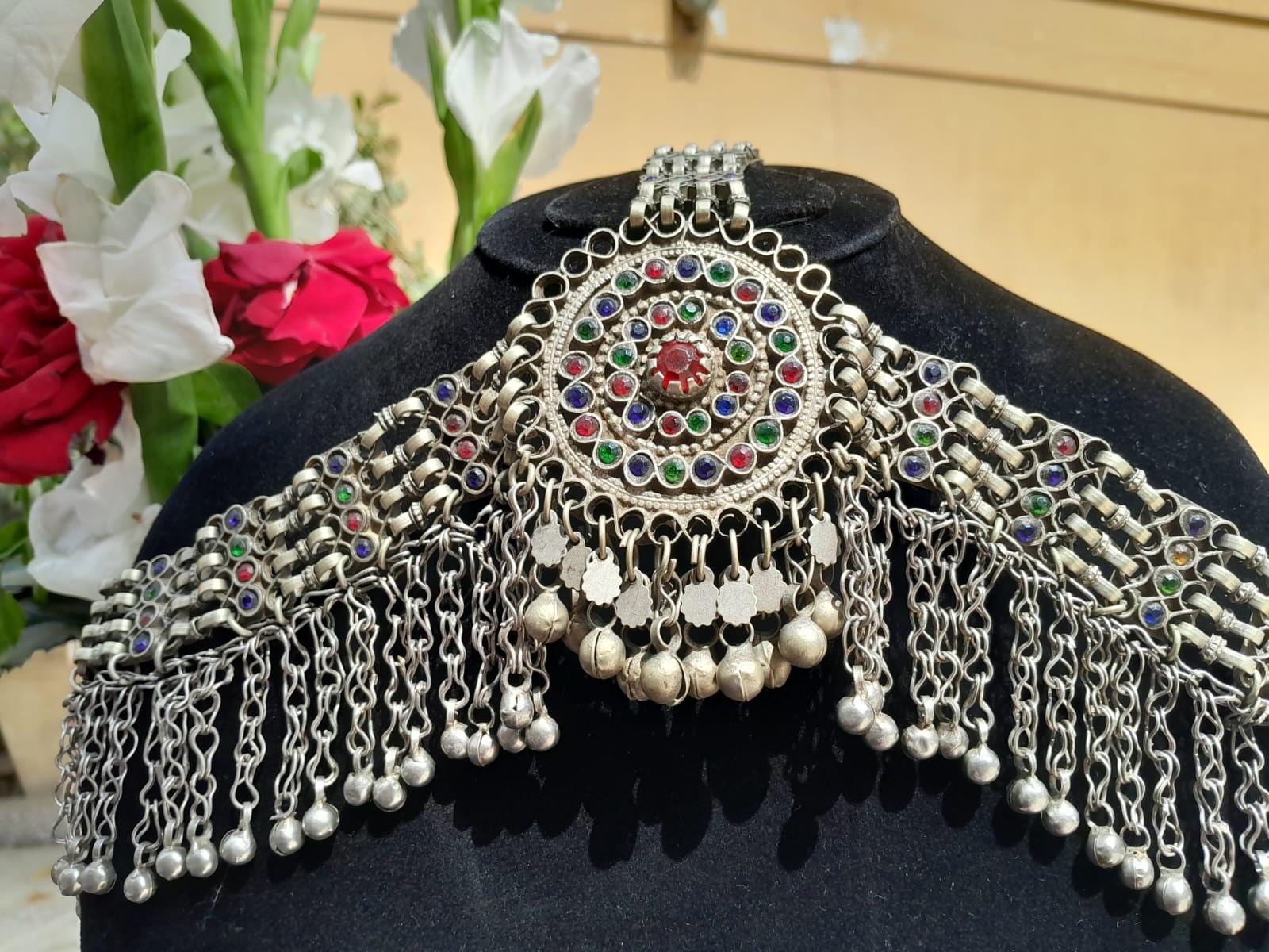 Handmade Ethnic Headpiece, Hair jewelry, Afghan Kuchi Headpiece Matha Patti, Amazon.com: Afghan Tribal Kuchi Headdress Matha Patti  main image 3