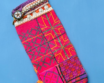 Vintage Afghan Patchwork Bag: Handmade Boho Sling Bag