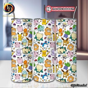 Anime Warrior Png, 20 oz Skinny Tumbler Png, Cartoon Tumbler Wrap Png, Anime Movie Png, PKM Cartoon Design, Commercial Use, Digital File