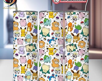 Anime Warrior Png, 20 oz Skinny Tumbler Png, Cartoon Tumbler Wrap Png, Anime Movie Png, PKM Cartoon Design, Commercial Use, Digital File