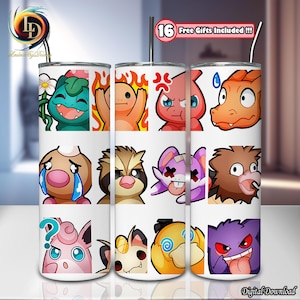 Anime Warrior Png, 20 oz Skinny Tumbler Png, Cartoon Tumbler Wrap Png, Anime Movie Png, PKM Cartoon Design, Commercial Use, Digital File