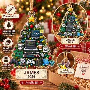 Personalized Software Developer Christmas Ornament 2026, Programmer Gift, Coding Ornament, Web Developer Gift, Acrylic or Wood Keepsake image 8