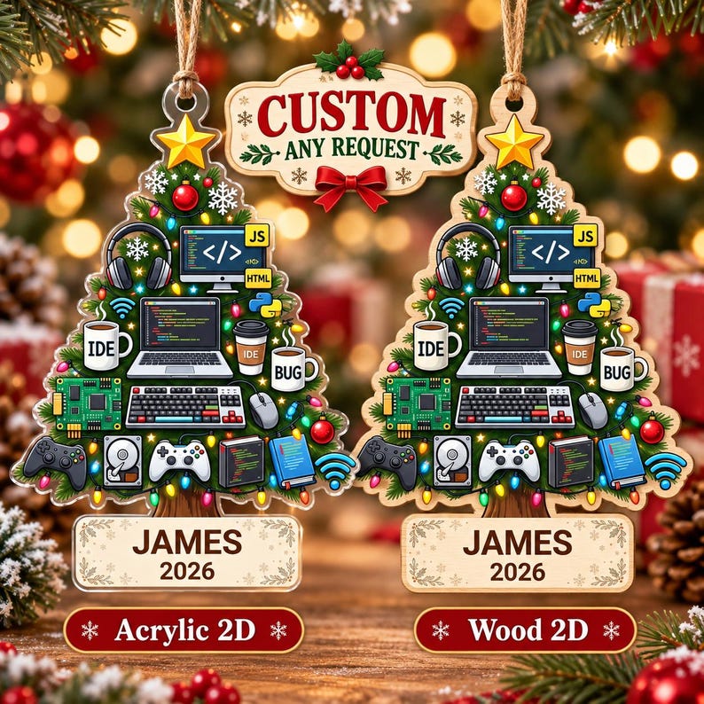 Personalized Software Developer Christmas Ornament 2026, Programmer Gift, Coding Ornament, Web Developer Gift, Acrylic or Wood Keepsake image 1