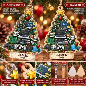 Personalized Software Developer Christmas Ornament 2026, Programmer Gift, Coding Ornament, Web Developer Gift, Acrylic or Wood Keepsake image 5