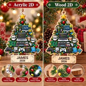 Personalized Software Developer Christmas Ornament 2026, Programmer Gift, Coding Ornament, Web Developer Gift, Acrylic or Wood Keepsake image 7