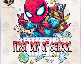 Superhero First Day Of School Png, Happy First Day To School Png, Superhero Character, Superhero School, Learning Tools Png, Digital File