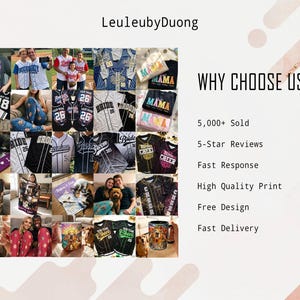 May include: A promotional image showcasing a range of personalized gifts, such as jerseys, t-shirts, blankets, and mugs. The image displays various designs with names, numbers, and photos. Text on the right side reads "WHY CHOOSE US?" with shop details.