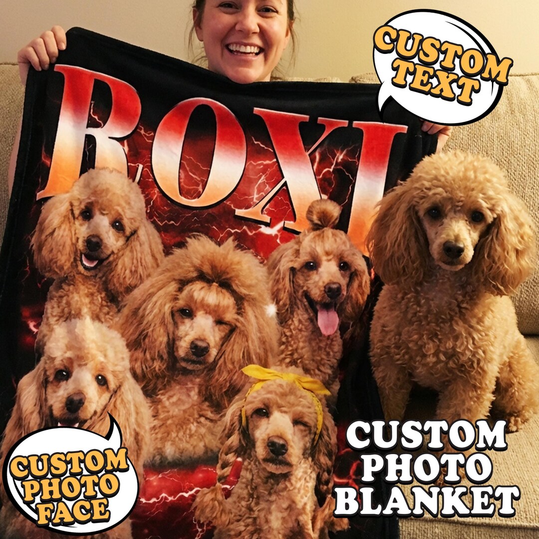 Personalized Pet Photo Blanket, Custom Dog Portrait Blanket, Blanket ...