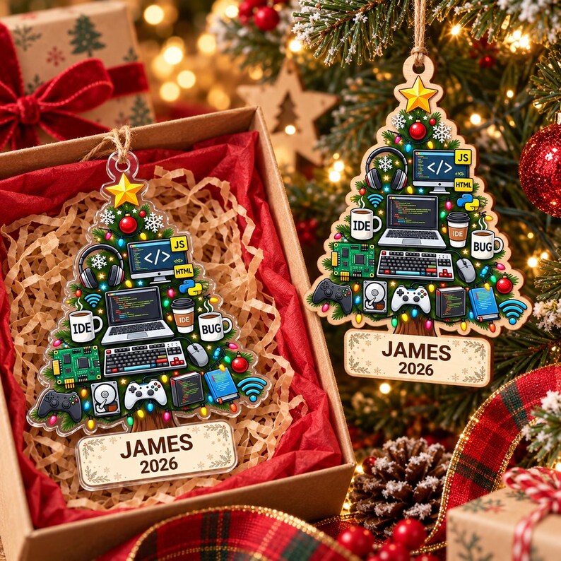 Personalized Software Developer Christmas Ornament 2026, Programmer Gift, Coding Ornament, Web Developer Gift, Acrylic or Wood Keepsake image 3
