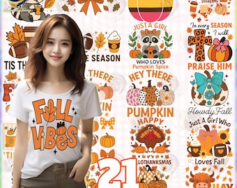 21 Herbst PNG-SVG Bundle, Herbst SVG Bundle, Halloween Bundle svg, Thanksgiving svg, Kürbis Saison svg, Tis The Season svg, digitale Datei